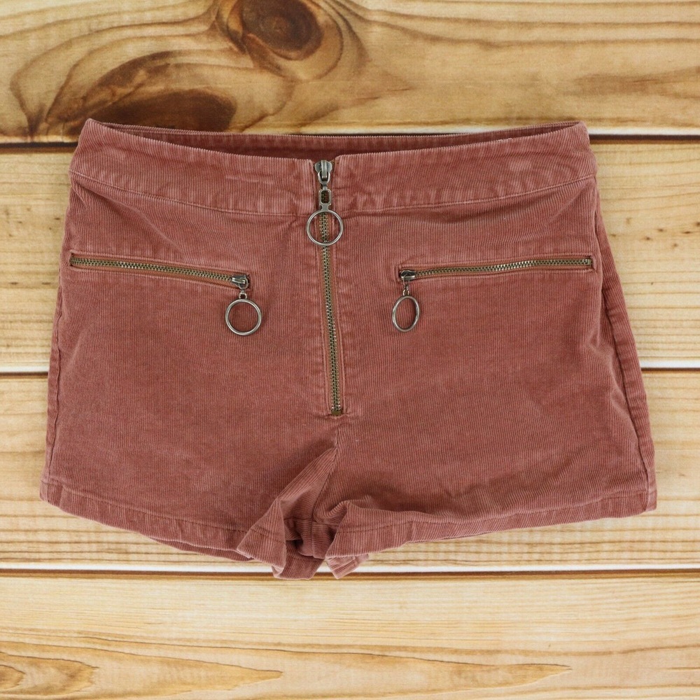 Forever 21 Corduroy Shorts Mid Rise Womens S Brown Cotton Blend Zipping Pockets